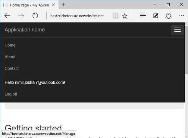 Successful registration on published app
